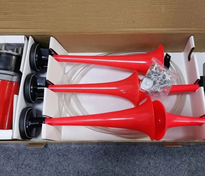 Corneta La Cucaracha com 5 cornetas, musical, 110-125 dB, 12V