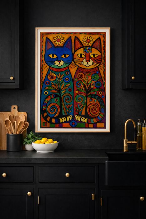 Plakat z kotami do kuchni