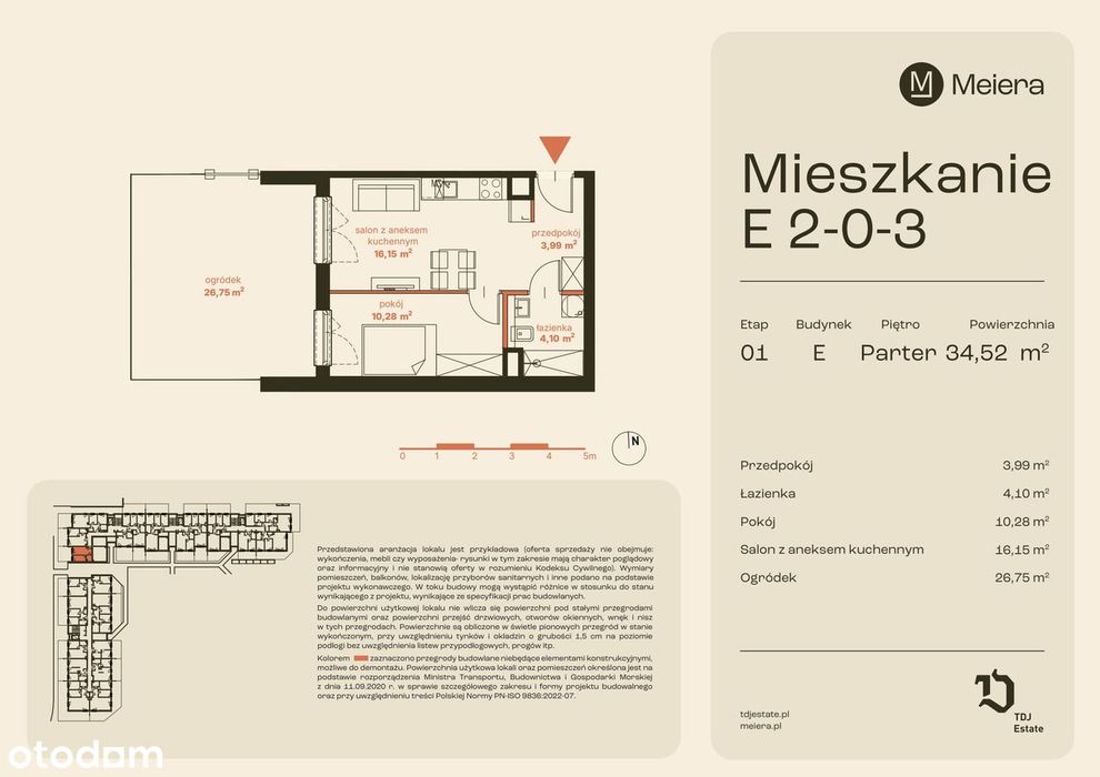 2-pokojowe mieszkanie 34m2 + ogródek