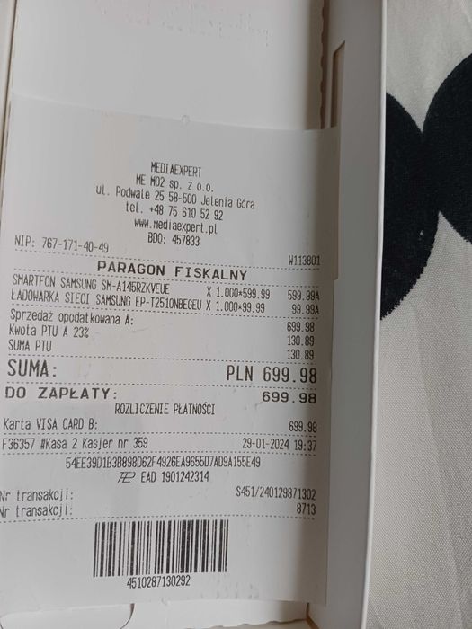 Samsung A14 jeszcze na gwarancji