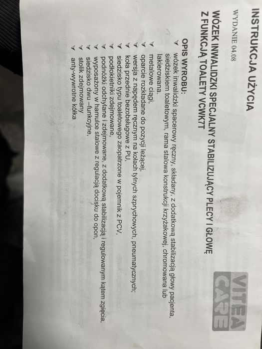 Wózek inwalidzki Vitea Care