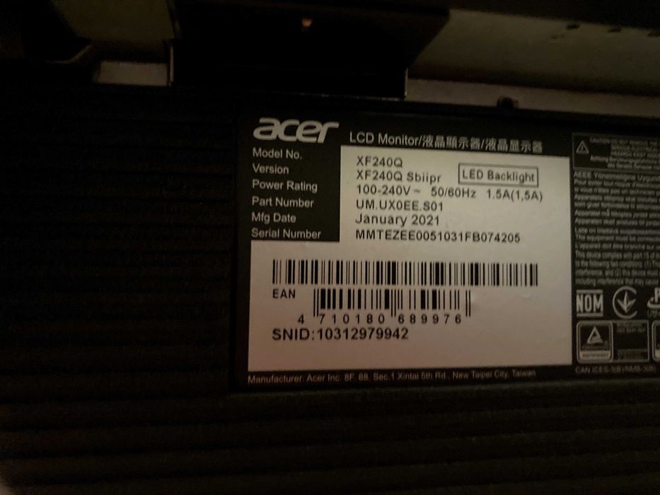 Monitor Acer XF240Q 165 Hz