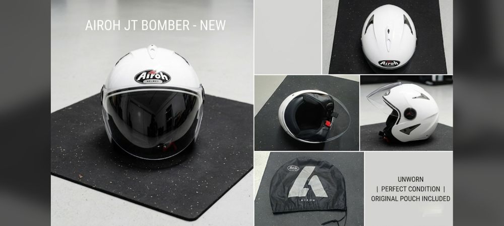 Airoh Jet Helmet "JT Bomber" White (New / Never Used) + Carry Bag