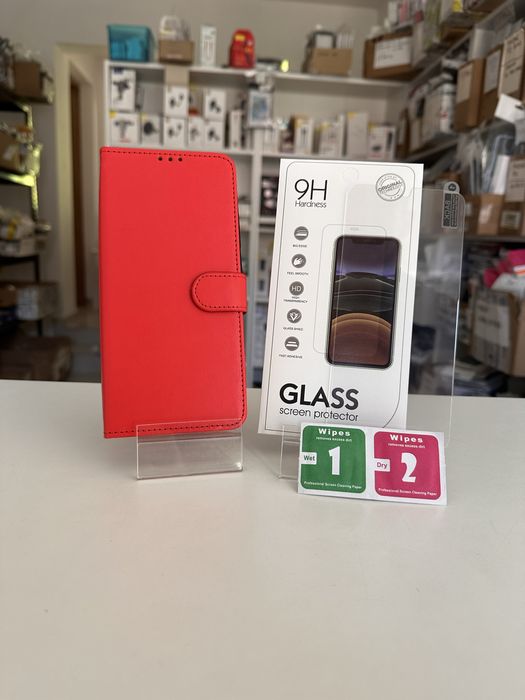 Etui Zamykane red wysoka jakość + SZKŁO do SAMSUNG GALAXY M16 / M16 5G