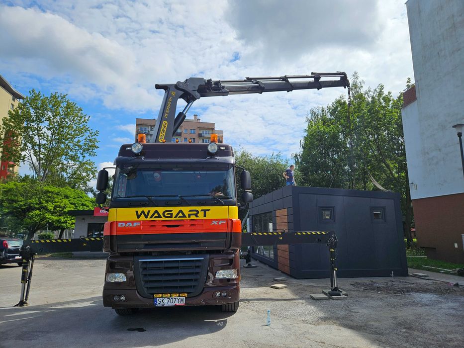 Usługi transportowe HDS transport maszyn kontener laweta dźwig TANIO