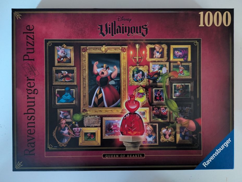 Villainous, queen of hearts, puzzle 1000 ravensburger, Alicja w kraini