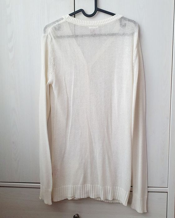 Biały cienki sweter rozpinany / kardigan / narzutka WOW 36 s