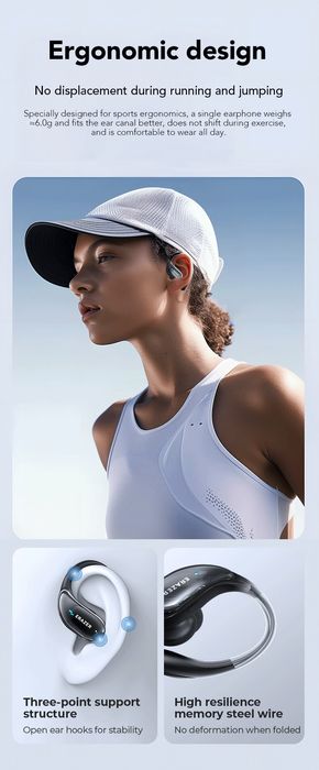 Słuchawki sportowe ERAZER – Bluetooth 5.3, IPX5, ANC