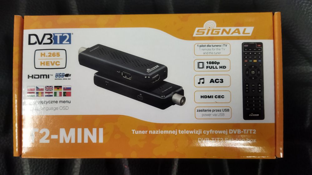 NOWY Tuner dekoder DVB-T mini Signal dvbt2 hevc h265. Tuner naziemnej