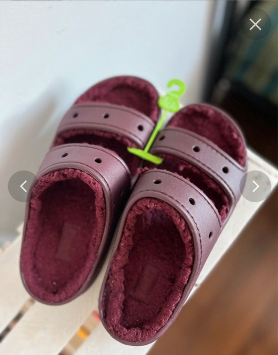 Bordowe klapki sandały Crocs