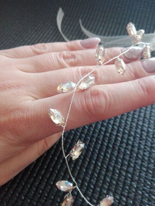 Opaska ślubna krysztalki