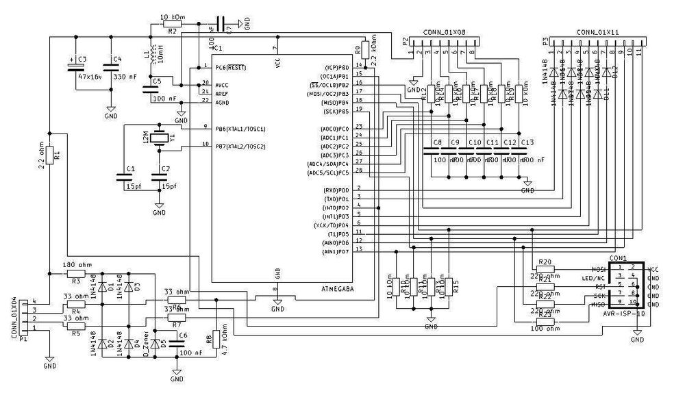 Плата контролера для РУД (6 осей, 28 кнопок)