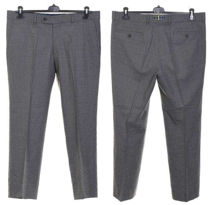 GARDEUR ANDY REGULAR FIT ciepłe szare spodnie męskie w kant wełna r 52