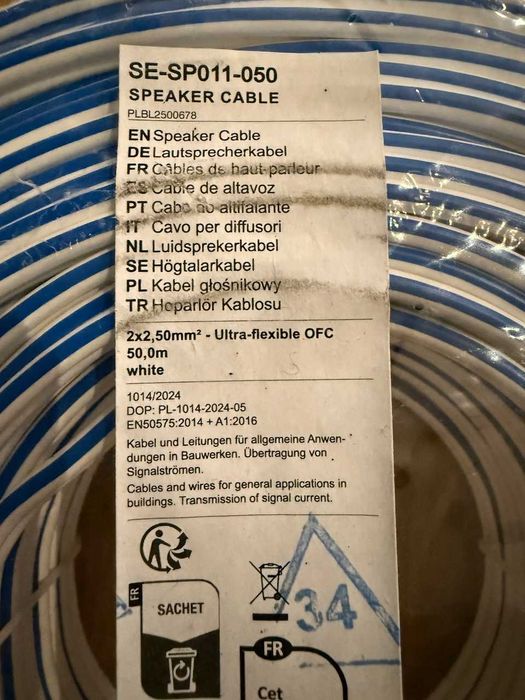 Nowy kabel głośnikowy PureLink 2x2,5m2 50m