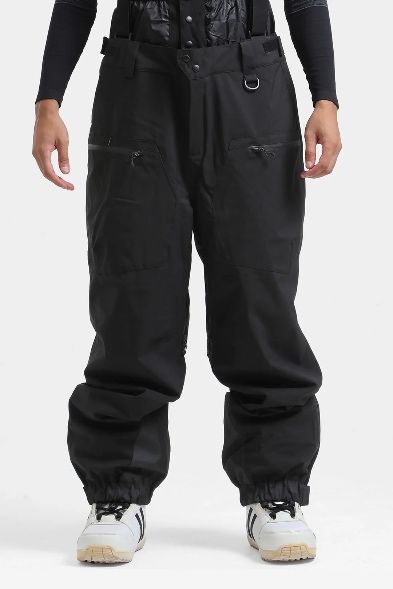 Spodnie snowboardowe 15k baggy ocieplane wodoodporne szelki czarne S