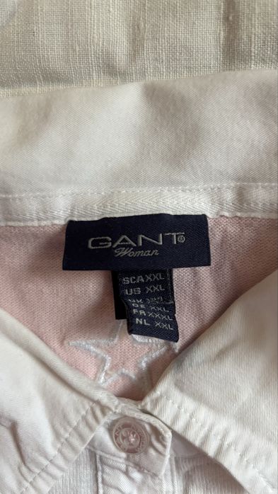 Жіноче поло GANT Woman, 2XL, рожево-біле, довгий рукав