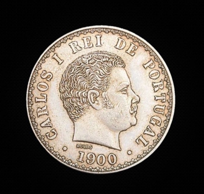 Moeda de 500 Réis de D.Carlos I (1900)em Prata, moeda rara