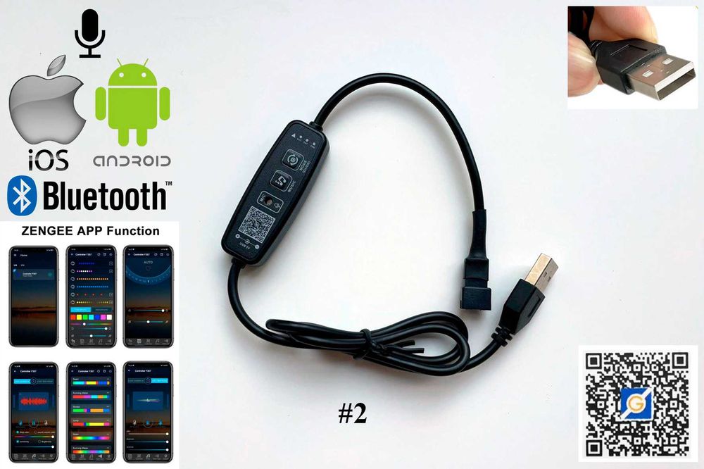 Контролер адресної стрічки WS2812B, Mini BT Smart SPI LED + мікрофон