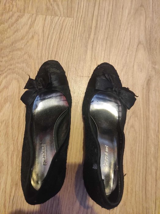 Graceland szpilki 36 buty na obcasie czarna koronka