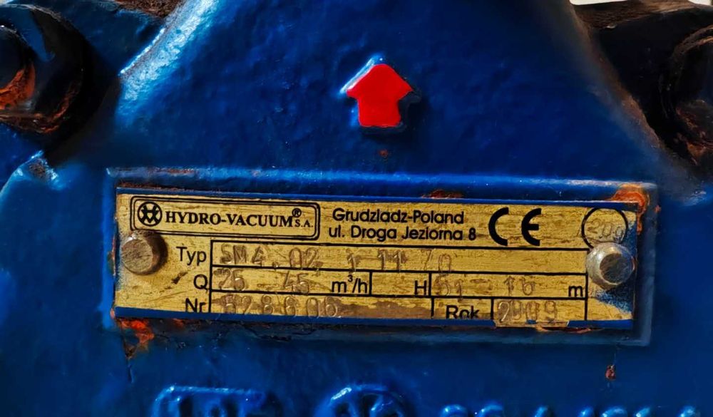 Pompa hydroforowa Hydro Vacuum Grudziądz SM 4.02 z silnikiem 400V 3-fazowym 1.5kW