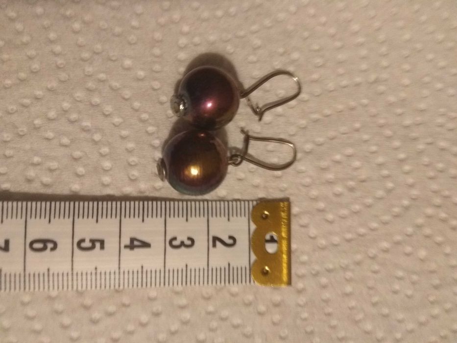 Kolczyki kulka ceramiczna, srebrne bigle