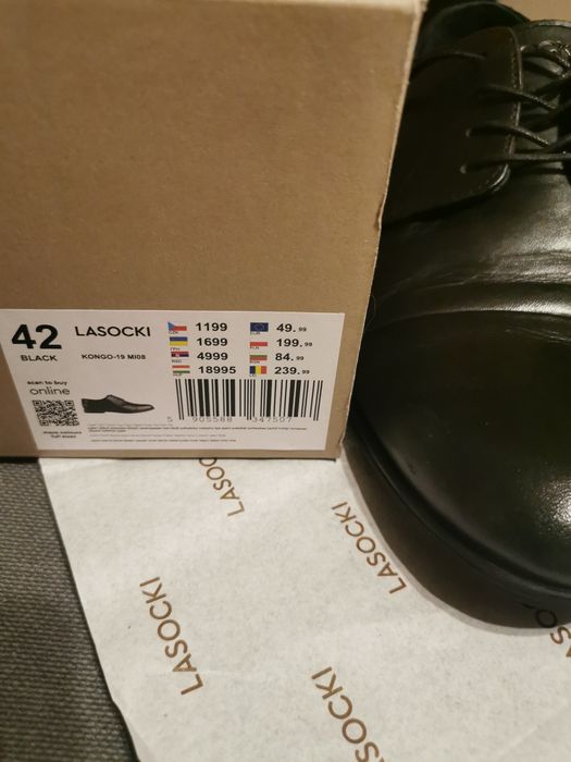 Półbuty, Oksfordy męskie, skóra naturalna, r. 42