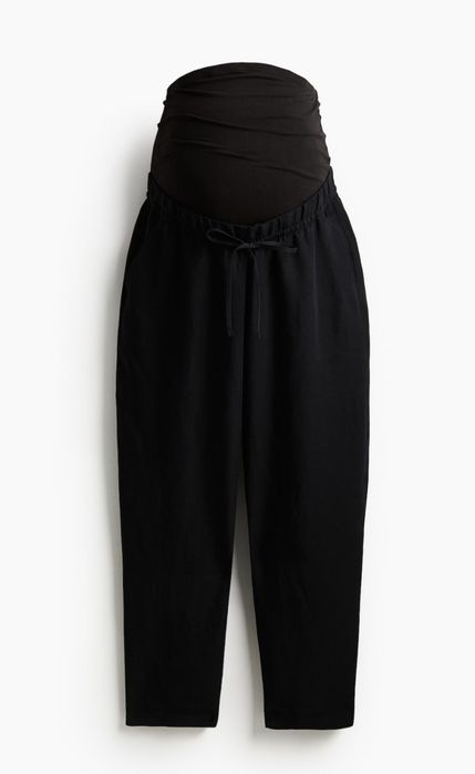 Spodnie ciążowe H&M Mama czarne wiskoza len i bawełna M 38