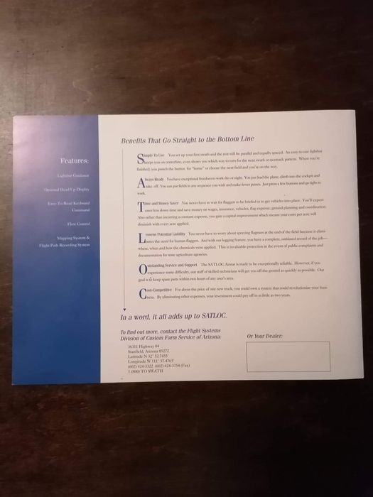 Folder reklamowy samolotów Satloc BDB