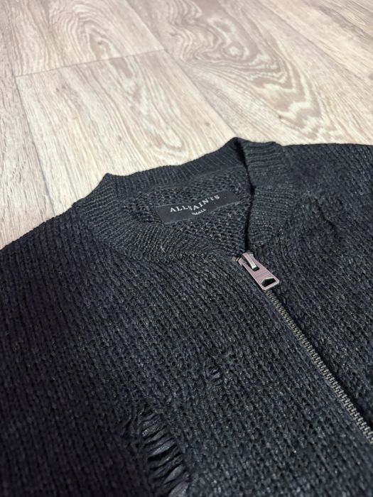 Темна в'язана кофта кардиган AllSaints на блискавці