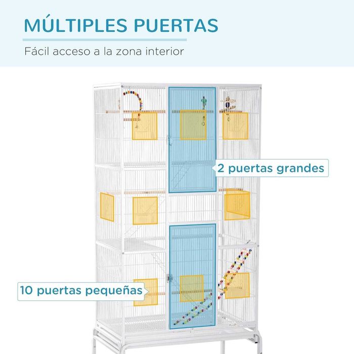 PORTES GRÁTIS - Gaiola para pássaros com rodas e escadas 83x53x180cm