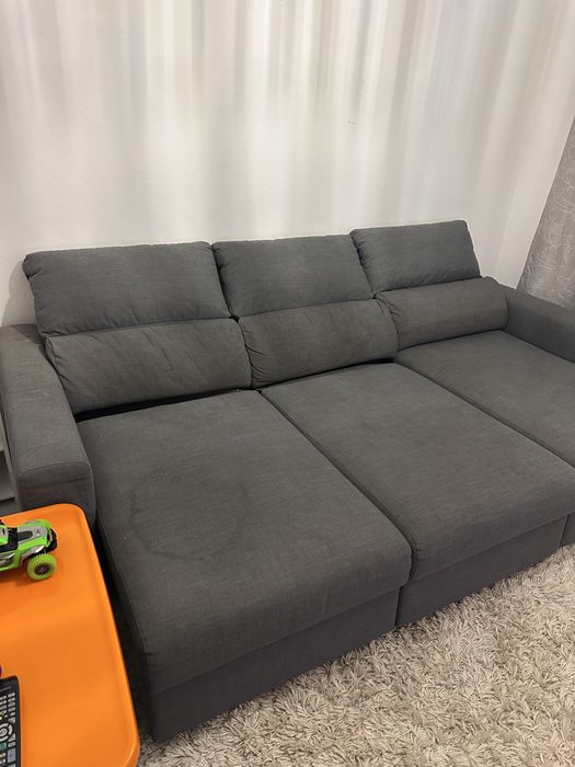 Sofá-cama de canto c/arrumação, cinza IKEA