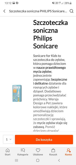 Szczoteczka soniczna dla dziecka Philips