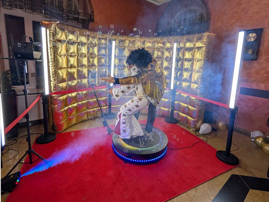 FOTOBUDKI - Klasyczna i 360, CIĘŻKI DYM fontanny iskier, napis L