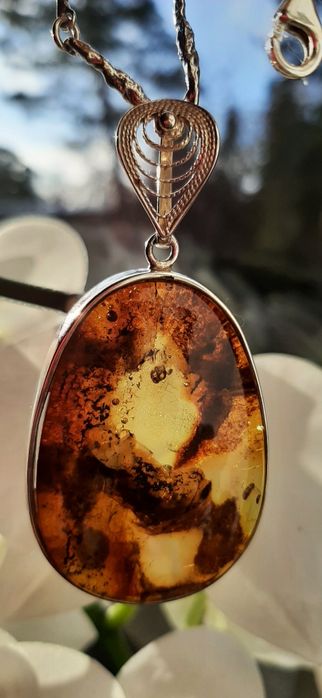 Hit Srebrny wisior z bursztynem wiosenna cena