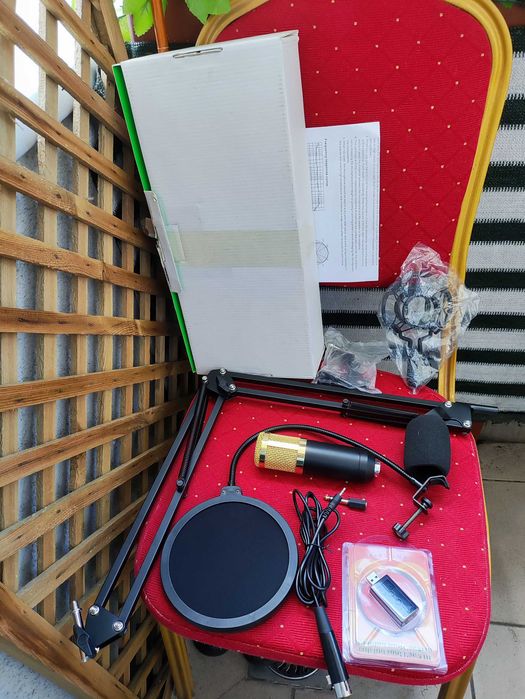 Mikrofon Pojemnościowy BM800 karta dźwiękowa statyw do komputer Studia