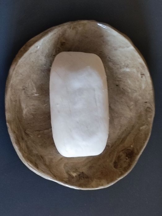 Mydelniczka ceramiczna handmade rękodzieło beż nerikomi