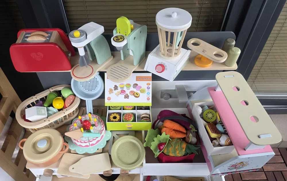 SUPER OKAZJA! Kuchnia drewniana MUSTERKIND + Ogromny zestaw akcesoriów