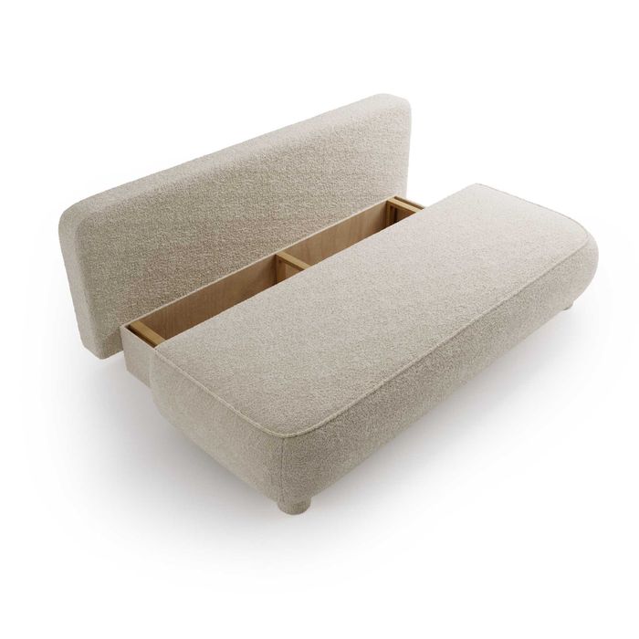 Wygodna Sofa Kanapa ABRIGO Rozkładana Funkcja Spania Pojemnik BOUCLE