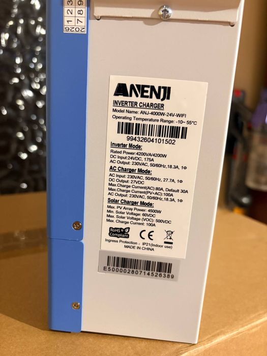 Гибридный солнечный инвертор ANENJI 4.2 KW 24V 4200va/4200v