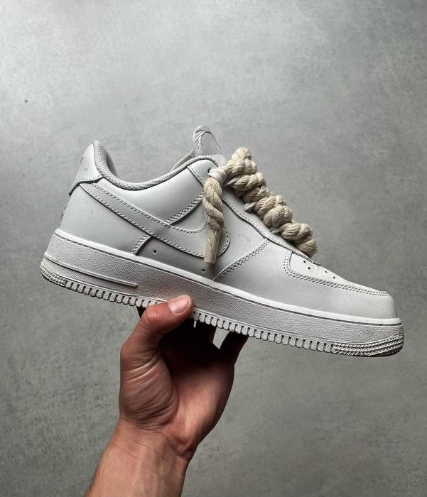 Nike Air Force 1 Low White Rope Laces 42 custom jak nowe