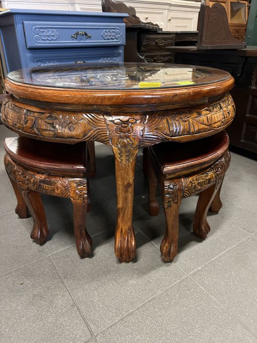 Stolik Orientalny okrągły z taboretami/Raty