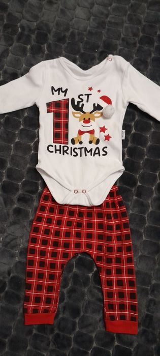 Новорічний костюмчик на 6 місяців(бодік,штани і шап
