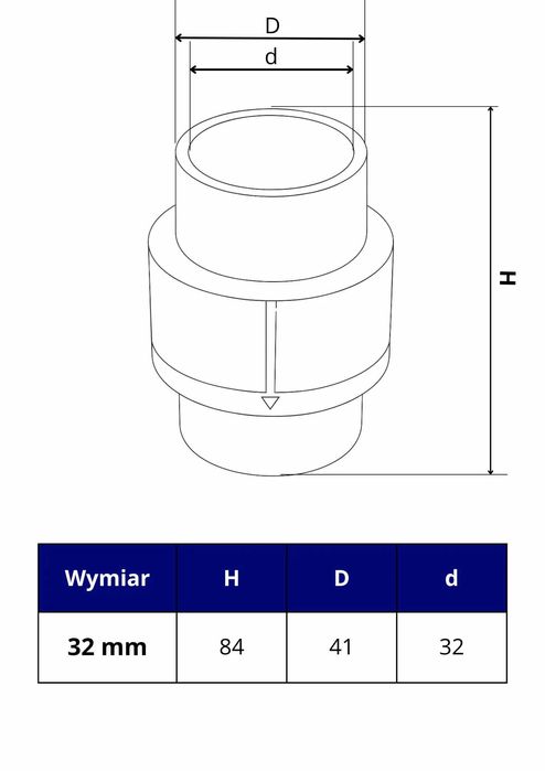 Zawór zwrotny 32 mm do aeromasażu