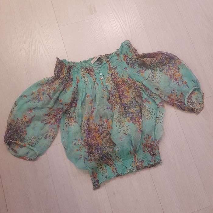 Bluzka mgiełka transparentna ZARA kwiaty kwiatki floral