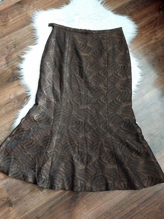Spodnica midi dluga brazowa strukturalna xl 2xl 3xl lady h