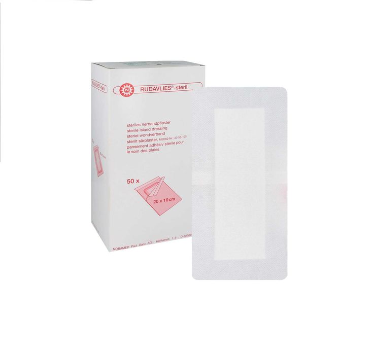 NOBA RUDAVLIES opatrunki wyspowe sterylne 20 X 10 CM zestaw 50 SZTUK