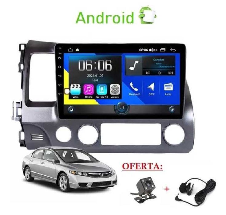 Rádio 2DIN HONDA Civic Sedan Hybrid (2006 até 2011) • Android [4+64GB]