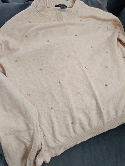 Sweter sweterek bluzka z ala perłami srebrnymi
