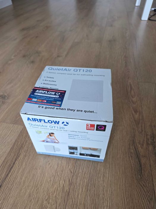 Extrator/Ventoinha de Casa de Banho Airflow QuietAir QT120 – Novo