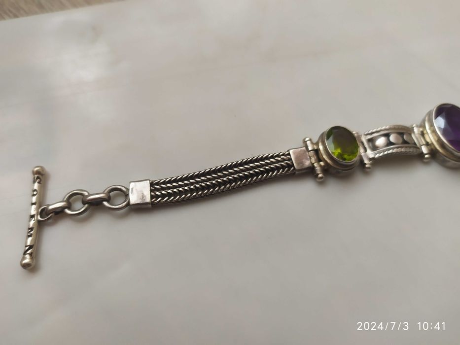 Серебряный браслет с натуральными камнями 925